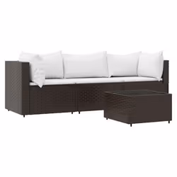 Set Mobili da Giardino 4 pz con Cuscini in Polyrattan Marronecod mxl 82202 - Vista aggiuntiva 2