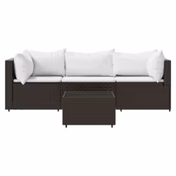 Set Mobili da Giardino 4 pz con Cuscini in Polyrattan Marronecod mxl 82202 - Vista aggiuntiva 3