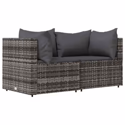 vidaXL Set Divani da Giardino 3 pz con Cuscini in Polyrattan Grigio - Vista aggiuntiva 3