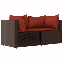 Set Mobili da Giardino 3 pz con Cuscini in Polyrattan Marronecod mxl 130054 - Vista aggiuntiva 3