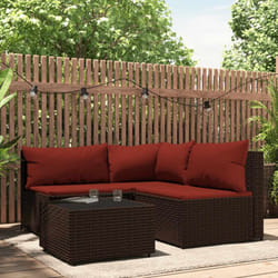 Set Mobili da Giardino 4 pz con Cuscini in Polyrattan Marrone Vidaxl 1170
