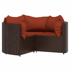 Set Mobili da Giardino 4 pz con Cuscini in Polyrattan Marronecod mxl 130062