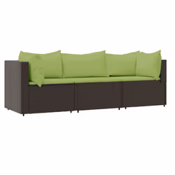 Set Mobili da Giardino 3 pz con Cuscini in Polyrattan Marronecod mxl 130076 - Vista aggiuntiva 2