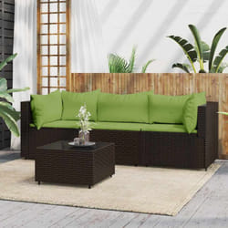 Set Mobili da Giardino 4 pz con Cuscini in Polyrattan Marrone vidaXL 9988