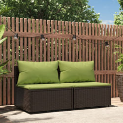 Divani Centrali da Giardino con Cuscini 2pz Polyrattan Marrone Vidaxl 9049