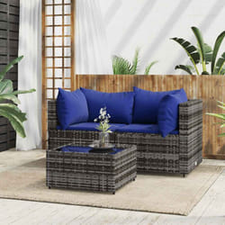 Set Divani da Giardino 3 pz con Cuscini in Polyrattan Grigio Vidaxl
