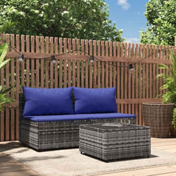 Set Divani da Giardino 3 pz con Cuscini in Polyrattan Grigio Vidaxl