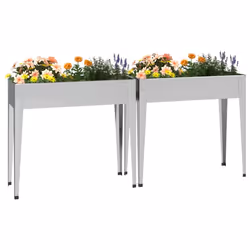 vidaXL Fioriere da Giardino 2 pz Acciaio Zincato - Vista aggiuntiva 3