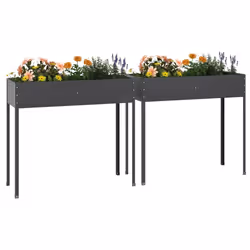 vidaXL Fioriere da Giardino 2 pz Antracite Acciaio Zincato - Vista aggiuntiva 3