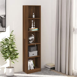 Libreria 5 Ripiani Rovere Marrone 40x24x175cm Legno Multistrato Vidaxl