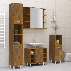 vidaXL Armadietto Bagno Rovere Fumo 30x30x179 cm in Legno Multistrato - Vista aggiuntiva 3