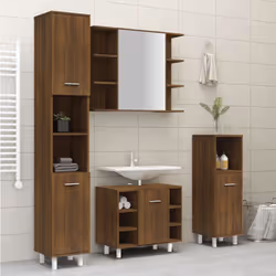 vidaXL Armadietto Bagno Rovere Marrone 30x30x179 cm Legno Multistrato - Vista aggiuntiva 3