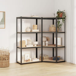 Set 2 scaffali dotati di 4 ripiani in acciaio e legno 75x75x160cm vari colori colore: Antracite