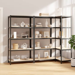 Set 3 scaffali con angolo con 5 ripiani in acciaio vari colori 90x40x180cm colore: Antracite