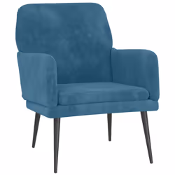 vidaXL Poltrona Blu 62x79x79 cm Velluto - Vista aggiuntiva 2