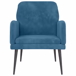 vidaXL Poltrona Blu 62x79x79 cm Velluto - Vista aggiuntiva 3