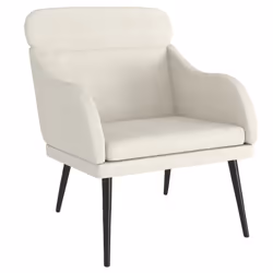 vidaXL Poltrona Crema 63x76x80 cm Velluto - Vista aggiuntiva 2