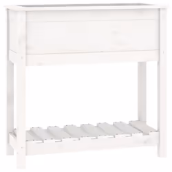 vidaXL Fioriera con Mensola Bianca 82,5x34,5x81cm Legno Massello Pino - Vista aggiuntiva 2