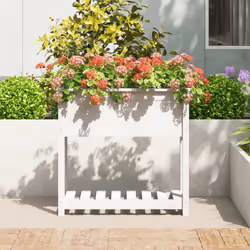 vidaXL Fioriera con Mensola Bianca 82,5x34,5x81cm Legno Massello Pino - Vista aggiuntiva 3