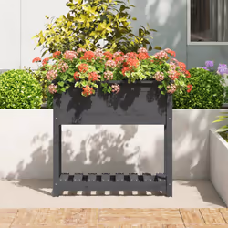vidaXL Fioriera con Mensola Grigia 82,5x34,5x81cm Legno Massello Pino - Vista aggiuntiva 3