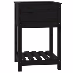 vidaXL Fioriera con Mensola Nera 54x54x81 cm in Legno Massello di Pino - Vista aggiuntiva 2
