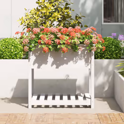 vidaXL Fioriera con Mensola Bianca 82,5x54x81cm in Legno Massello Pino - Vista aggiuntiva 3