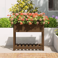 Fioriera con Mensola Miele 82,5x54x81 cm in Legno Massello Pinocod mxl 105471 - Vista aggiuntiva 3