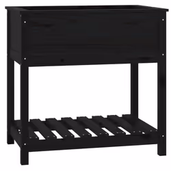 vidaXL Fioriera con Mensola Nera 82,5x54x81 cm Legno Massello di Pino - Vista aggiuntiva 2