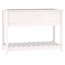 Fioriera con Mensola Bianca 111,5x54x81 cm Legno Massello Pinocod mxl 103367 - Vista aggiuntiva 2