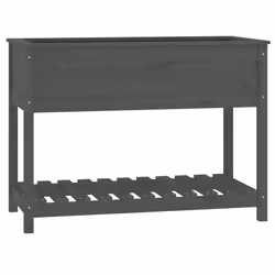 Fioriera con Mensola Grigia 111,5x54x81 cm Legno Massello Pinocod mxl 73375 - Vista aggiuntiva 2