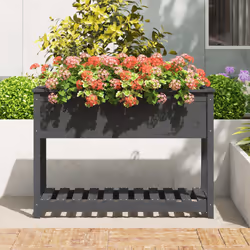 Fioriera con Mensola Grigia 111,5x54x81 cm Legno Massello Pinocod mxl 73375 - Vista aggiuntiva 3