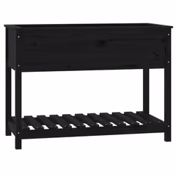 vidaXL Fioriera con Mensola Nera 111,5x54x81cm Legno Massello di Pino - Vista aggiuntiva 2