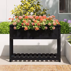 vidaXL Fioriera con Mensola Nera 111,5x54x81cm Legno Massello di Pino - Vista aggiuntiva 3
