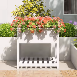 vidaXL Fioriera con Mensola Bianca 82,5x82,5x81 cm Legno Massello Pino - Vista aggiuntiva 3