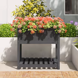 vidaXL Fioriera con Mensola Grigia 82,5x82,5x81 cm Legno Massello Pino - Vista aggiuntiva 3
