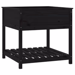 vidaXL Fioriera con Mensola Nera 82,5x82,5x81cm Legno Massello di Pino - Vista aggiuntiva 2