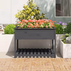 vidaXL Fioriera Mensola Grigia 111,5x111,5x81cm Legno Massello di Pino - Vista aggiuntiva 3