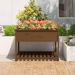 Fioriera con Mensola Miele 111,5x111,5x81cm Legno Massello Pinocod mxl 81395 - Vista aggiuntiva 3