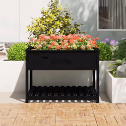 vidaXL Fioriera con Mensola Nera 111,5x111,5x81 cm Legno Massello Pino - Vista aggiuntiva 3