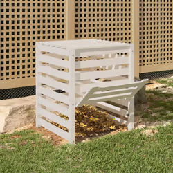 vidaXL Compostiera Bianca 63,5x63,5x77,5 cm in Legno Massello di Pino - Vista aggiuntiva 3