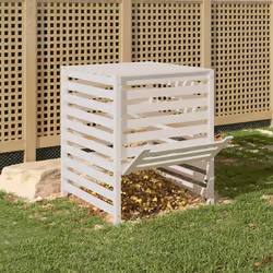 vidaXL Compostiera Bianca 82,5x82,5x99,5 cm in Legno Massello di Pino - Vista aggiuntiva 3
