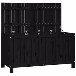 vidaXL Contenitore da Giardino Nero 121x55x64cm Legno Massello di Pino - Vista aggiuntiva 2