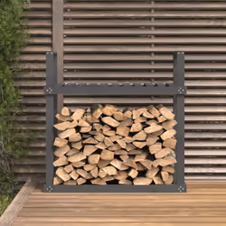 vidaXL Portalegna Grigio 110x35x108,5 cm in Legno Massello di Pino - Vista aggiuntiva 3