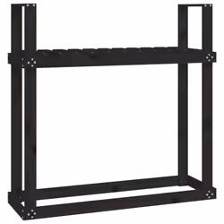 vidaXL Portalegna Nero 110x35x108,5 cm in Legno Massello di Pino - Vista aggiuntiva 2