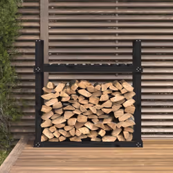 vidaXL Portalegna Nero 110x35x108,5 cm in Legno Massello di Pino - Vista aggiuntiva 3
