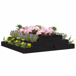 vidaXL Fioriera Nera 110x110x27 cm in Legno Massello di Pino - Vista aggiuntiva 3