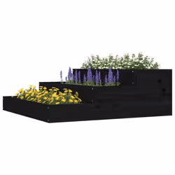 vidaXL Fioriera Nera 78x78x27 cm in Legno Massello di Pino - Vista aggiuntiva 3