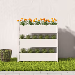 vidaXL Fioriera Bianca 112x25x104,5 cm in Legno Massello di Pino - Vista aggiuntiva 3
