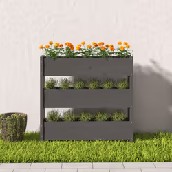 vidaXL Fioriera Grigia 112x25x104,5 cm in Legno Massello di Pino - Vista aggiuntiva 3