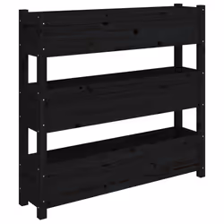vidaXL Fioriera Nera 112x25x104,5 cm in Legno Massello di Pino - Vista aggiuntiva 2